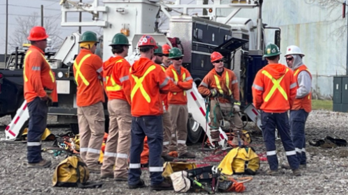 Line crew reviewing safety training